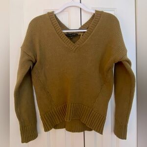 Sz Sm Ann Taylor Green Double VNeck Sweater